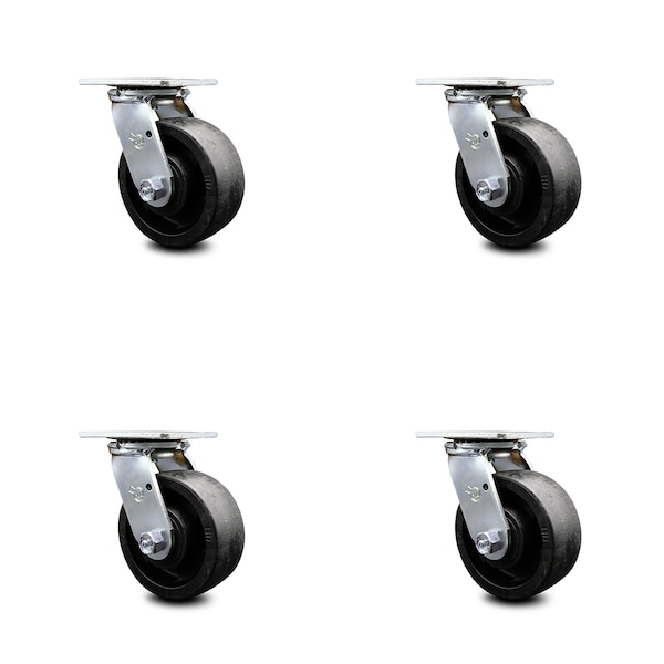 5 Inch Glass Filled Nylon Swivel Caster Set with Ball Bearing and Swivel Lock